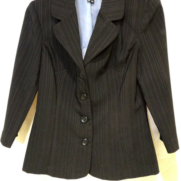 My Michelle Jacket 3/4 Sleeve Black Blue Pinstripe - Picture 7 of 7